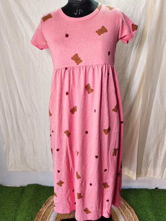 Peach Teddy Non Feeding Frock